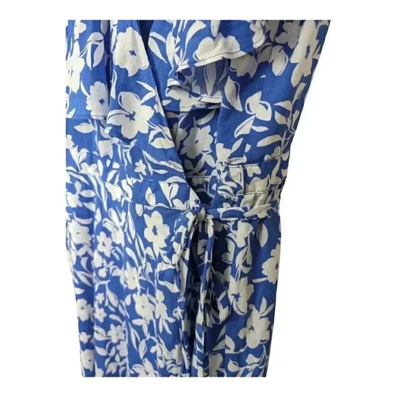 Draper James RSVP Blue Floral Flutter Sleeve Wrap Dress, Size L - Picture 7 of 12